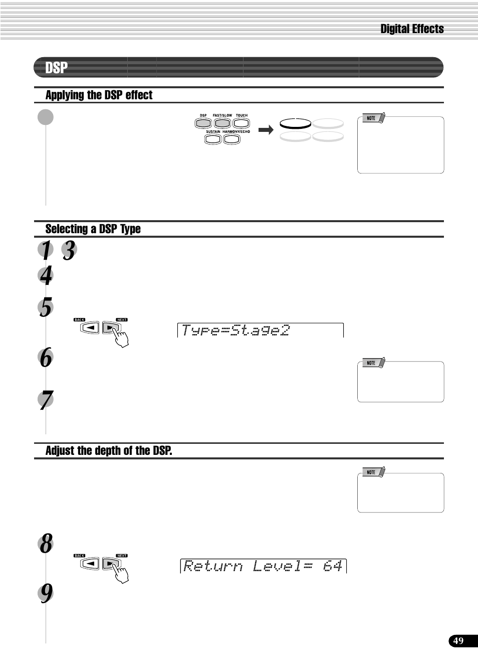 Type=stage2 return level= 64 | Yamaha PSR-540 User Manual | Page 49 / 160