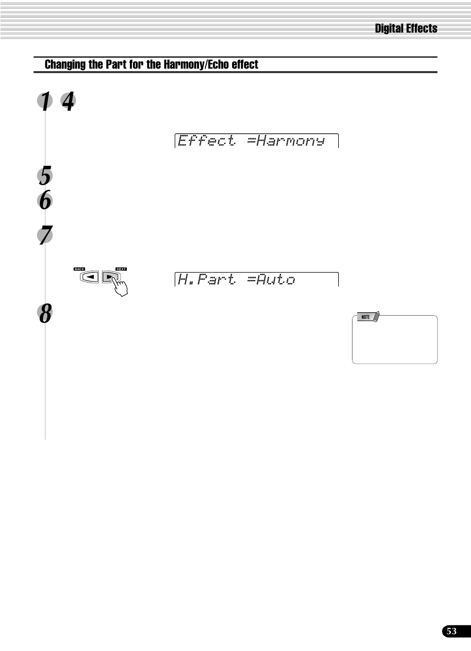 H.part =auto effect =harmony | Yamaha PSR-540 User Manual | Page 53 / 160