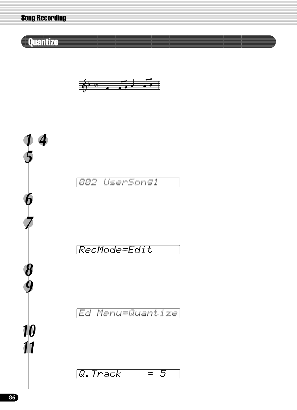 Quantize | Yamaha PSR-540 User Manual | Page 86 / 160