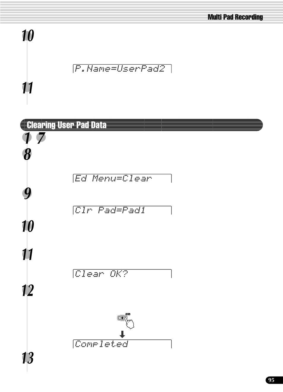 Clearing user pad data | Yamaha PSR-540 User Manual | Page 95 / 160
