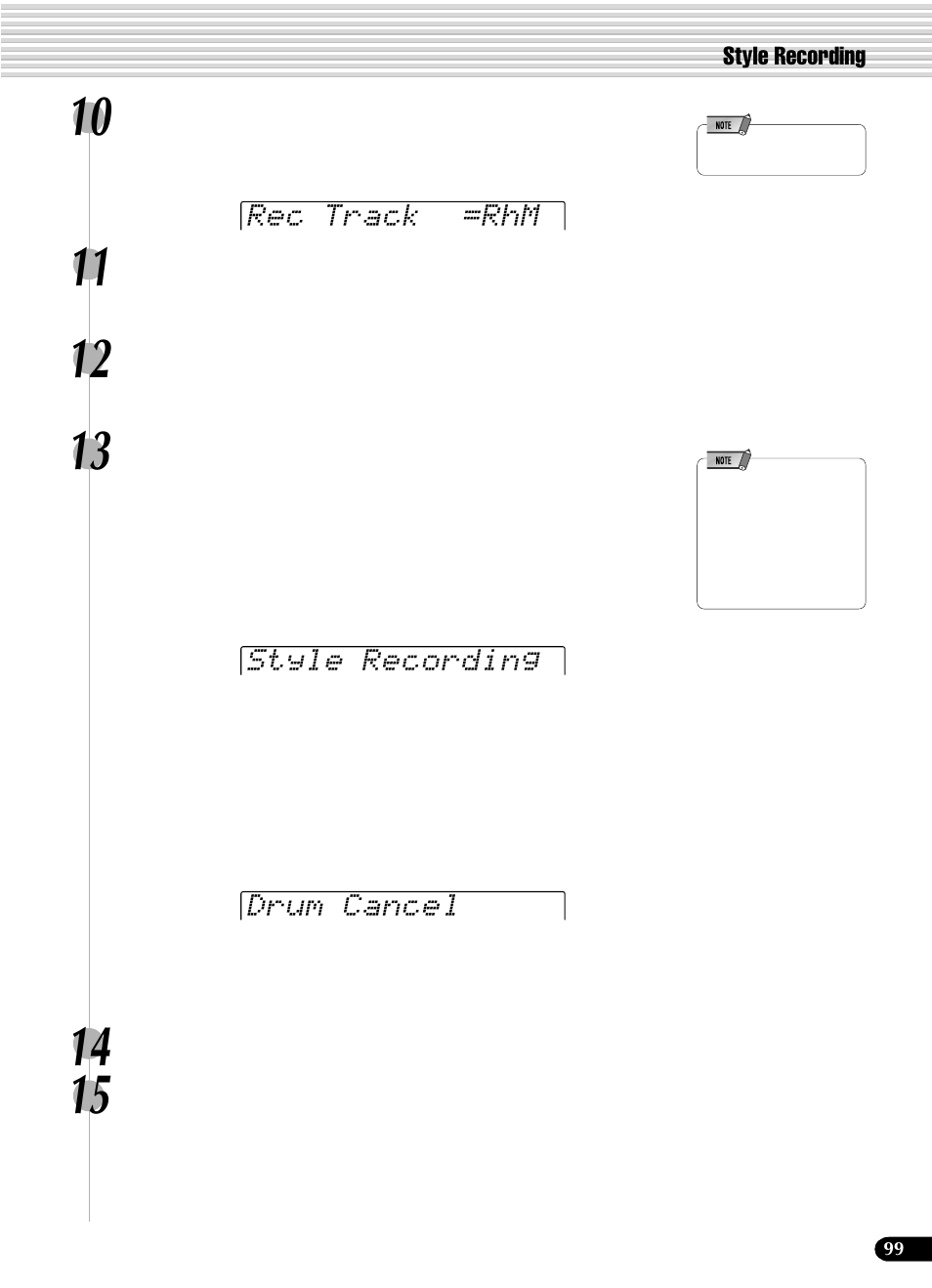 Rec track =rhm style recording drum cancel | Yamaha PSR-540 User Manual | Page 99 / 160