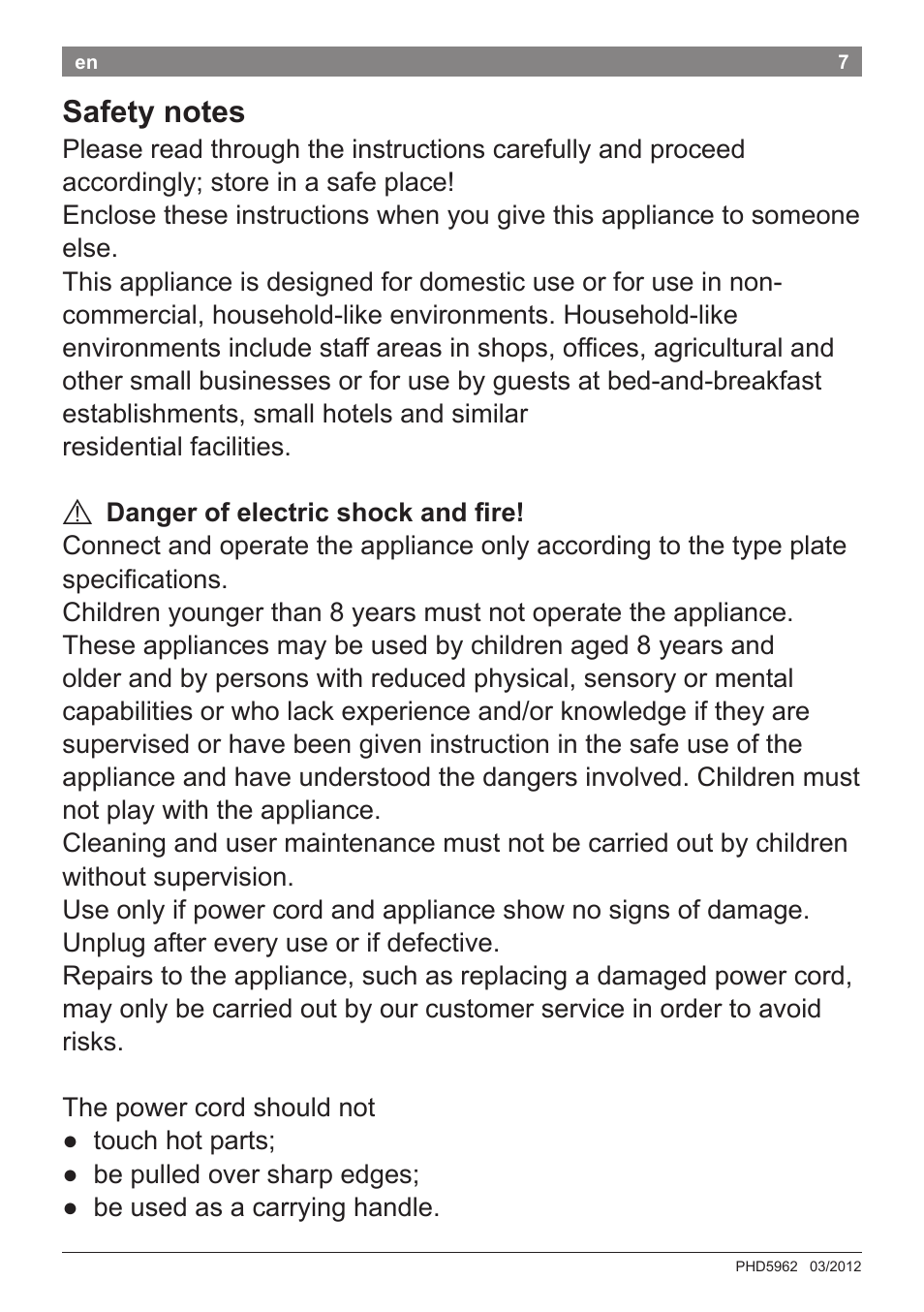 Bosch PHD5962 Haartrockner PureStyle User Manual | Page 9 / 93