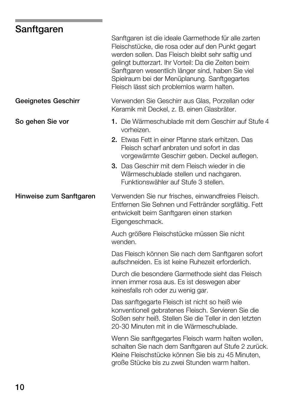 Sanftgaren | Bosch HSC140PB1 Einbau-Wärmeschublade 141 mm hoch User Manual | Page 10 / 80