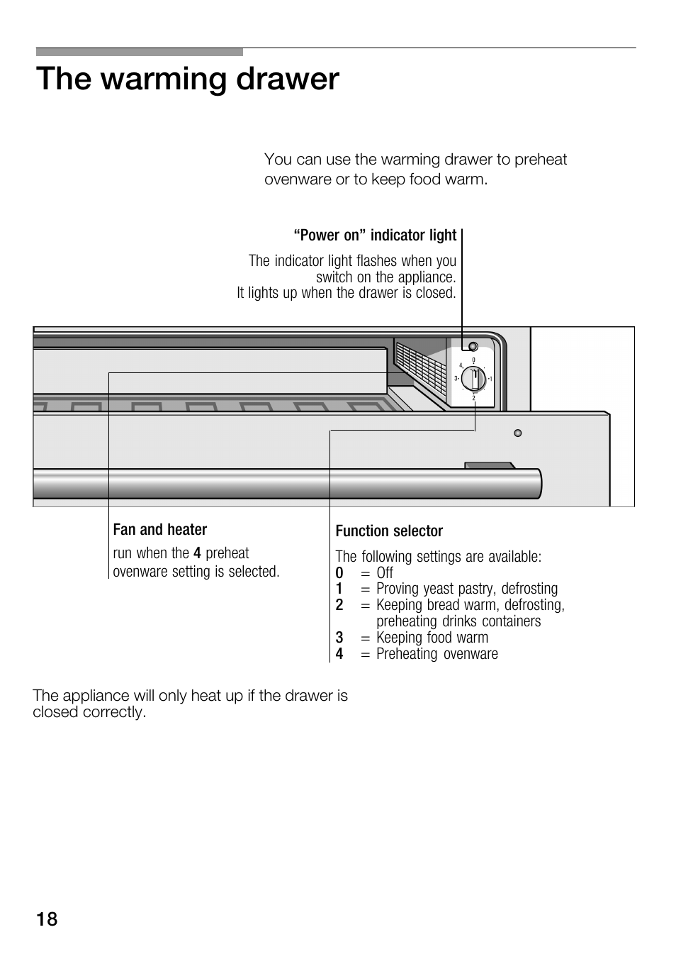 The warming drawer | Bosch HSC140PB1 Einbau-Wärmeschublade 141 mm hoch User Manual | Page 18 / 80