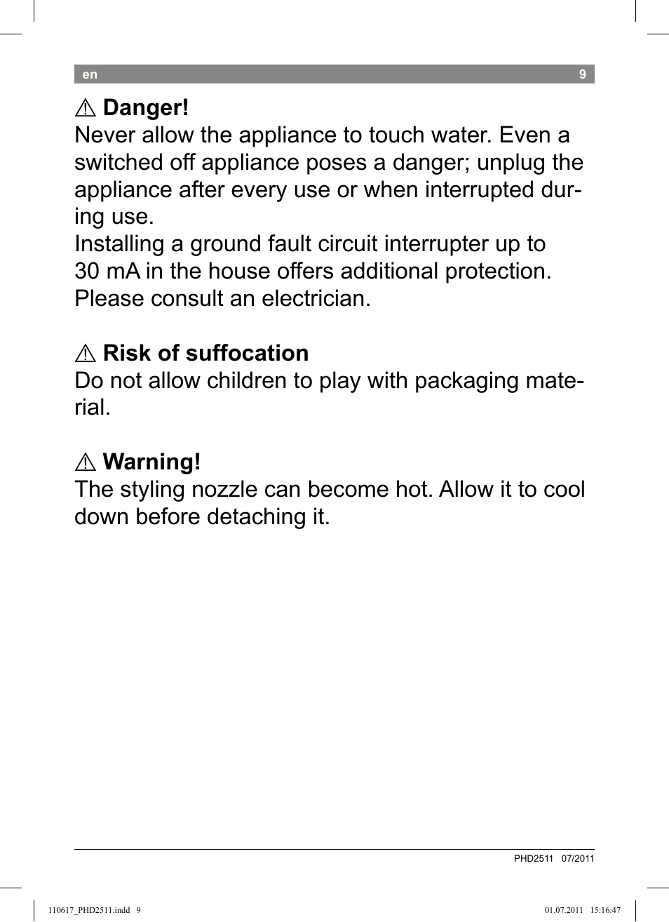 Bosch PHD2511 Haartrockner StarShine DryStyle User Manual | Page 11 / 100