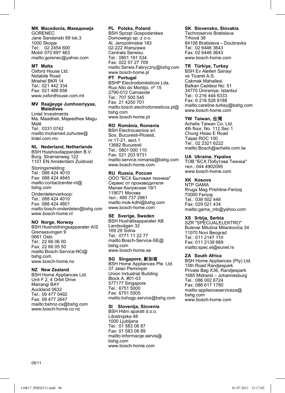 Bosch PHD2511 Haartrockner StarShine DryStyle User Manual | Page 98 / 100