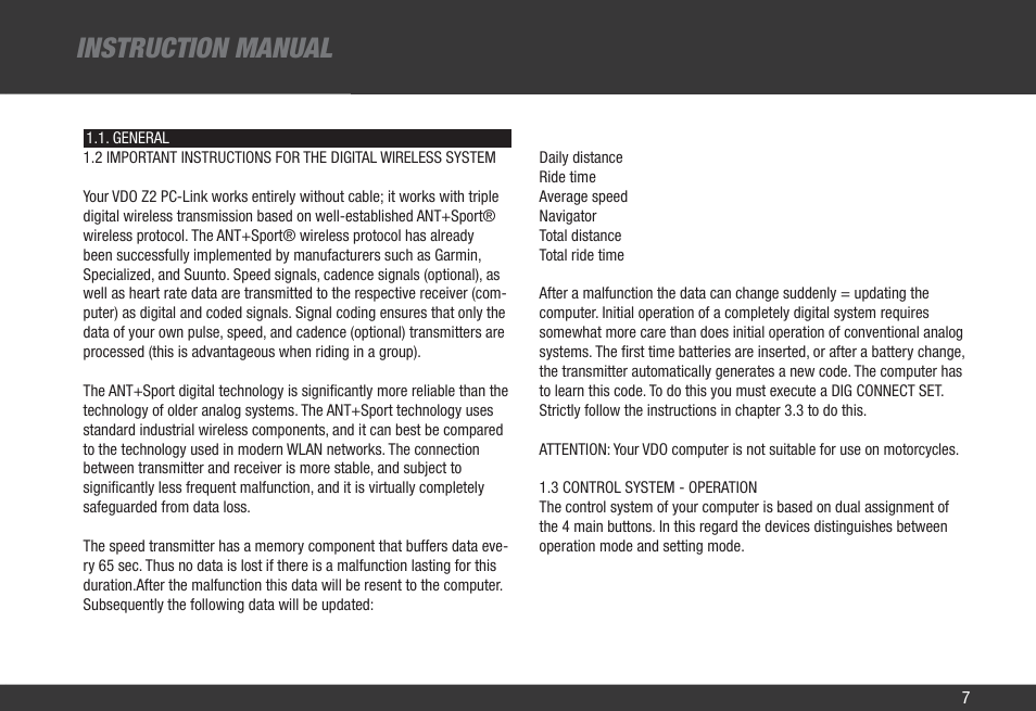 Instruction manual | VDO Z2 PC User Manual | Page 16 / 60