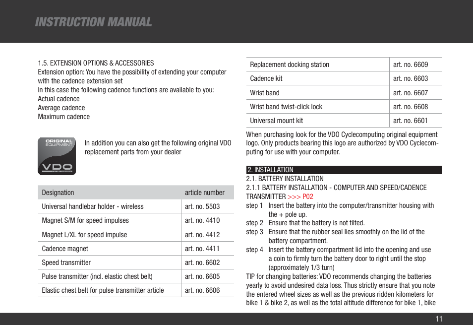 Instruction manual | VDO Z2 PC User Manual | Page 20 / 60