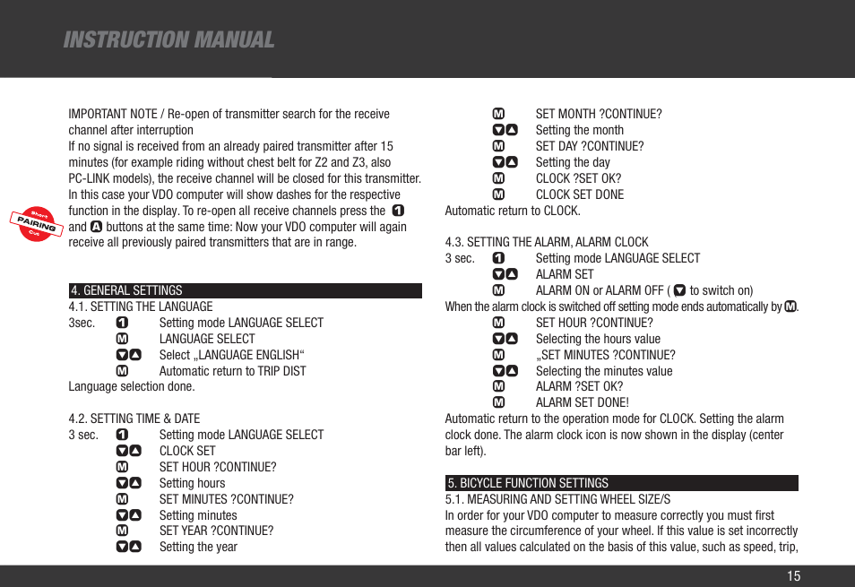 Instruction manual | VDO Z2 PC User Manual | Page 24 / 60