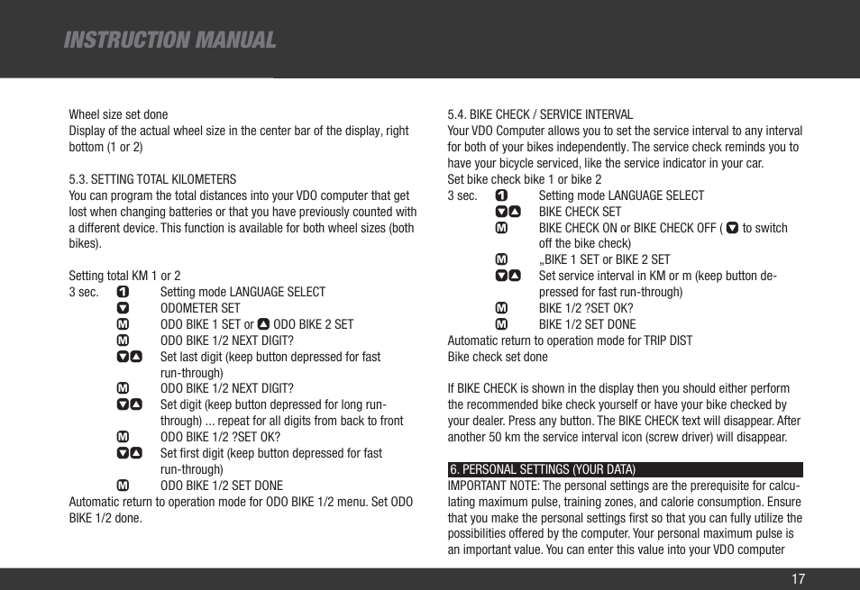 Instruction manual | VDO Z2 PC User Manual | Page 26 / 60