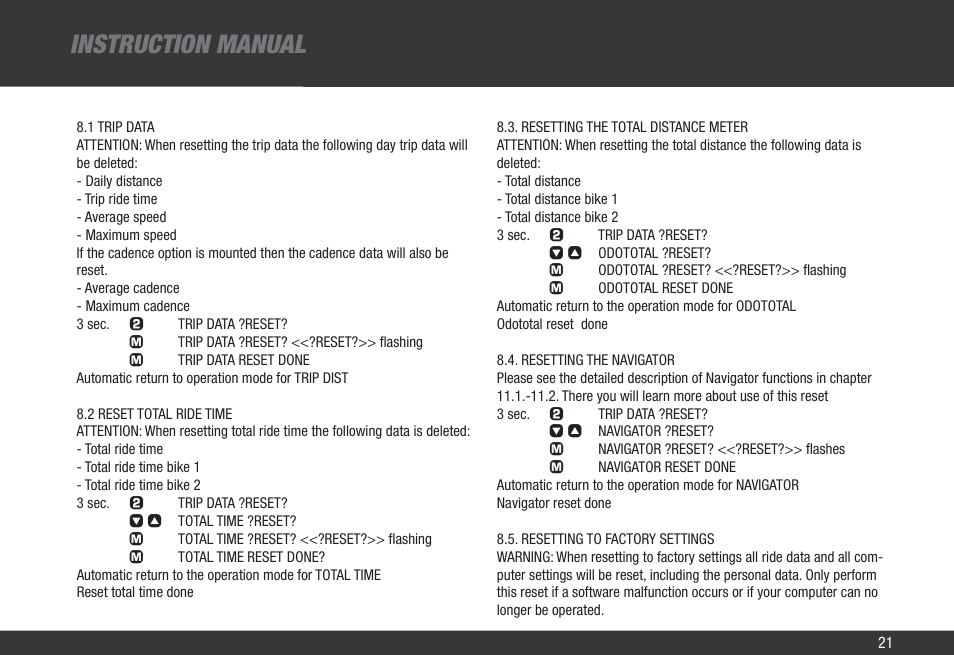 Instruction manual | VDO Z2 PC User Manual | Page 30 / 60
