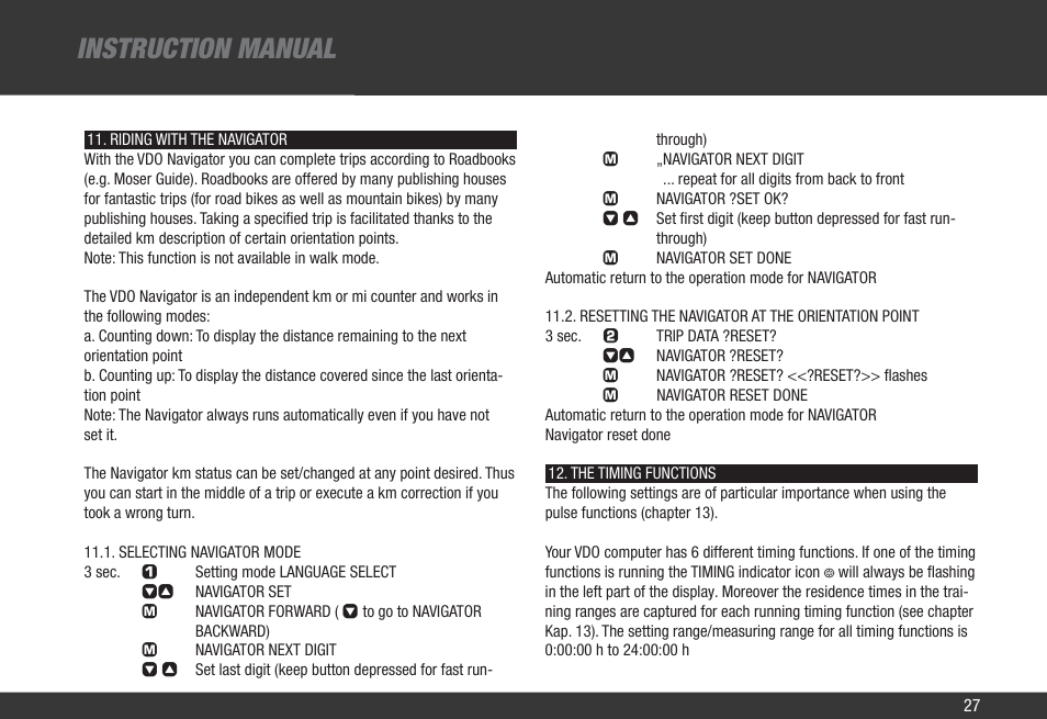 Instruction manual | VDO Z2 PC User Manual | Page 36 / 60