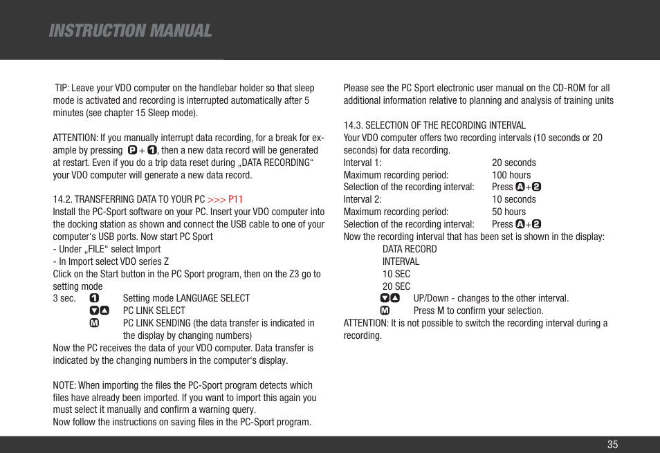 Instruction manual | VDO Z2 PC User Manual | Page 44 / 60