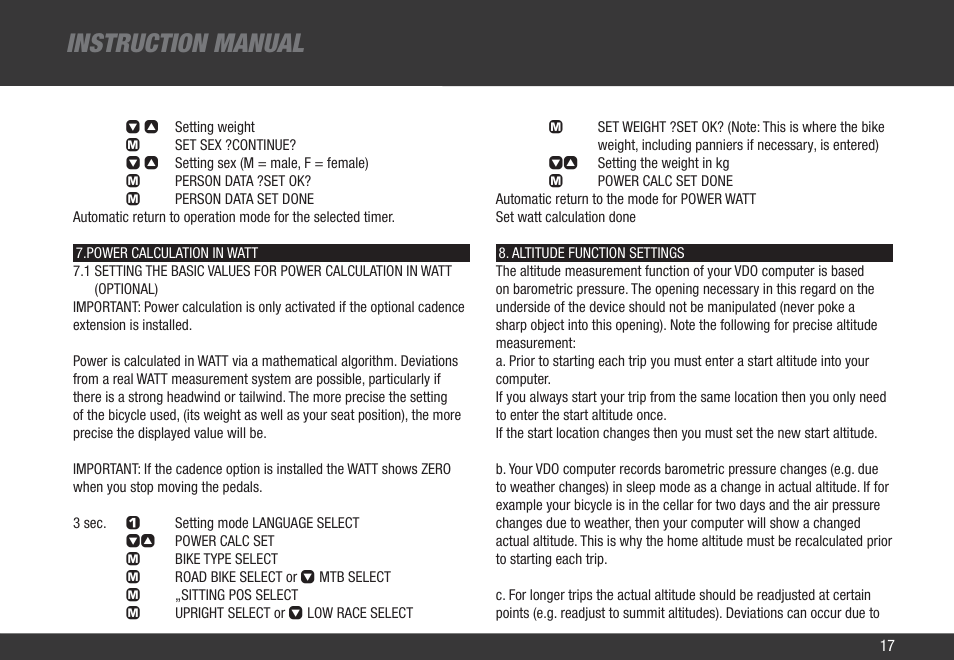 Instruction manual | VDO Z1 User Manual | Page 26 / 51