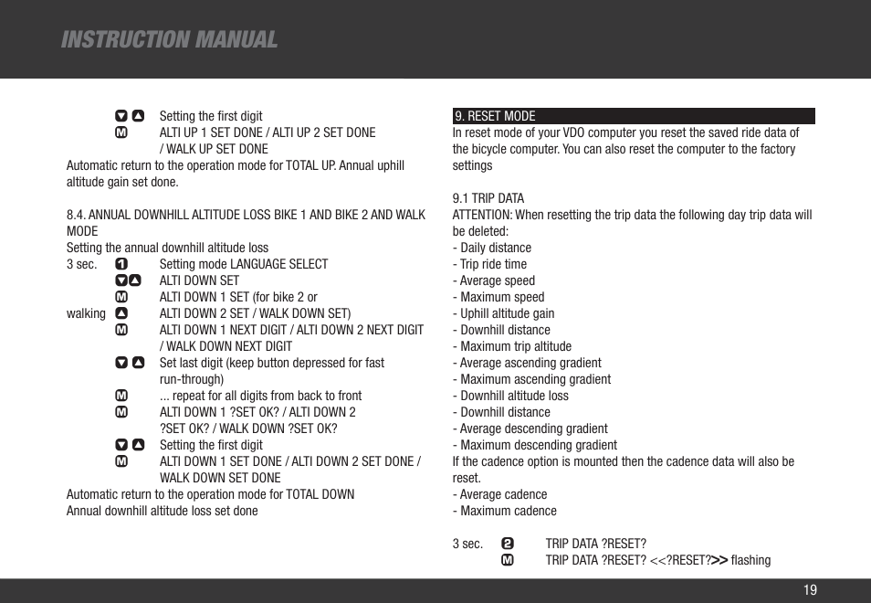 Instruction manual | VDO Z1 User Manual | Page 28 / 51