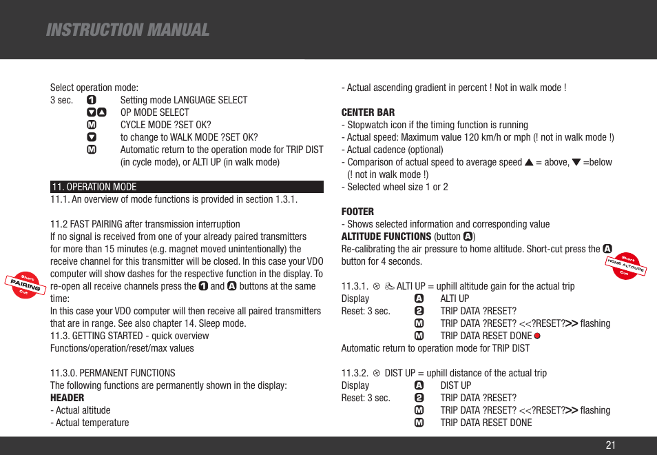 Instruction manual | VDO Z1 User Manual | Page 30 / 51