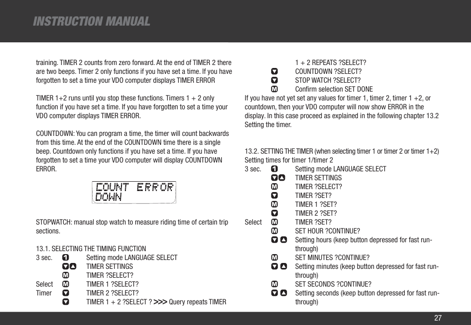 Instruction manual | VDO Z1 User Manual | Page 36 / 51