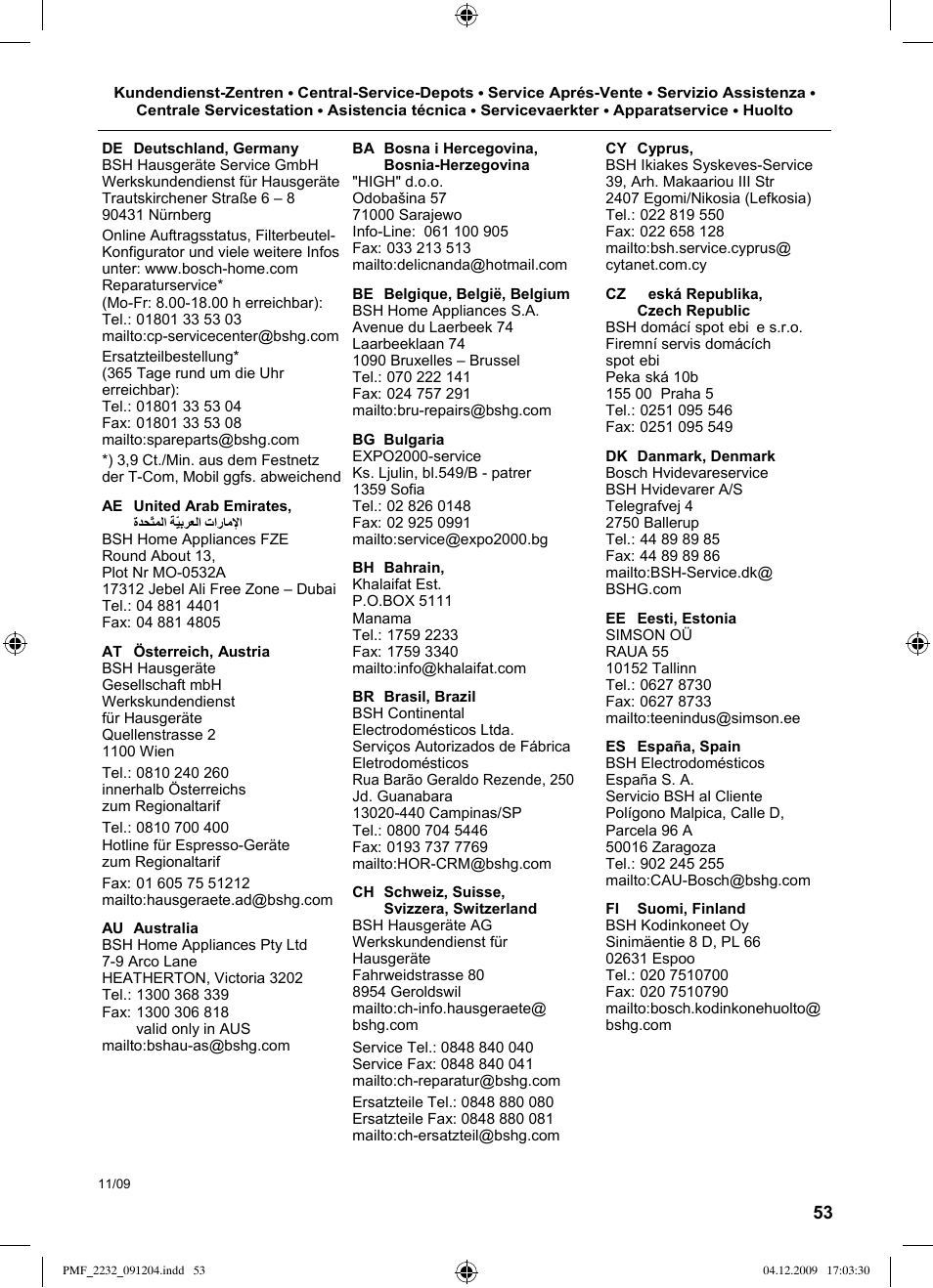 Bosch PMF2232 Fußsprudelbad User Manual | Page 55 / 58