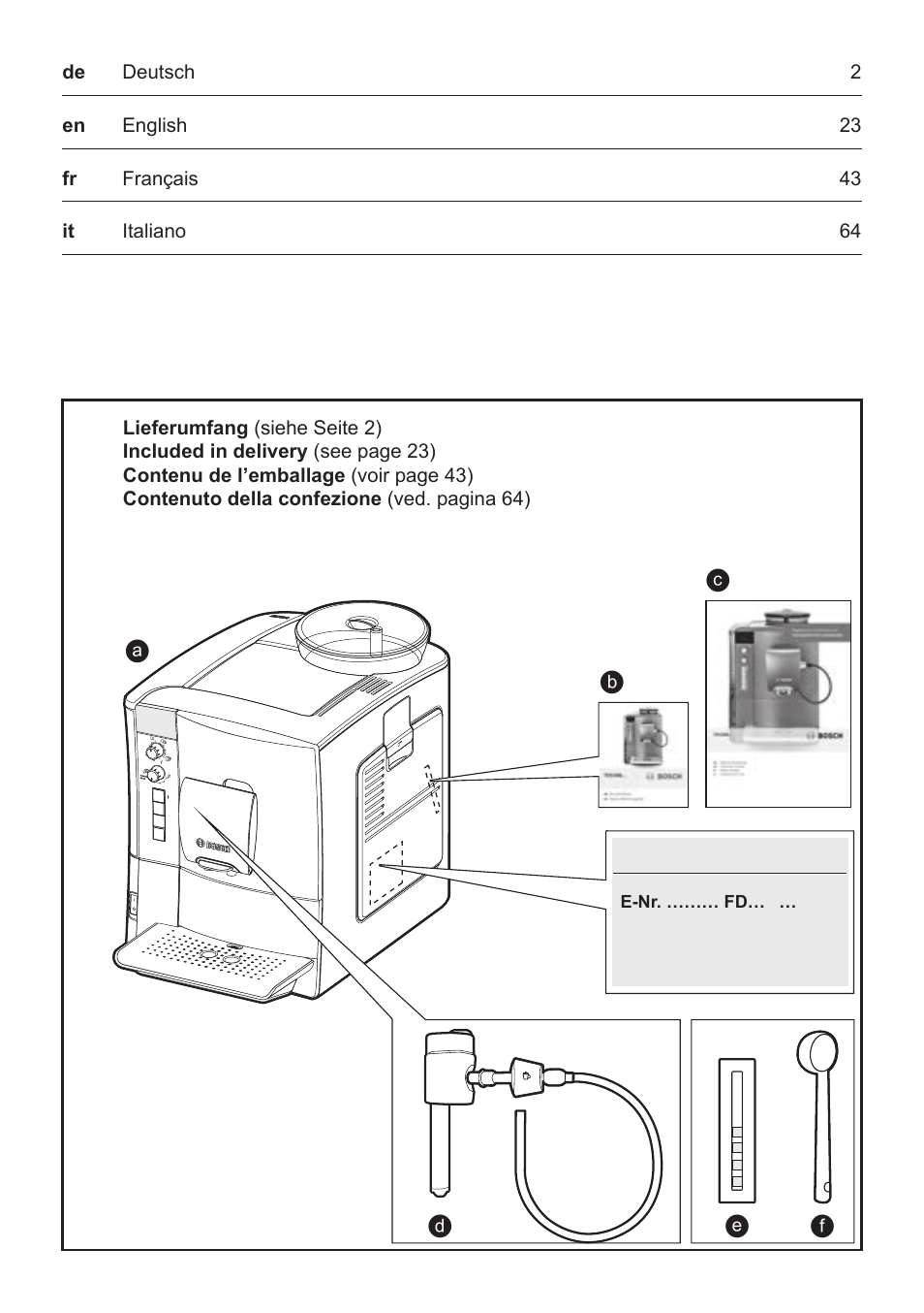 Bosch TES50651DE VeroCafe LattePro Kaffeevollautomat Helles Anthrazit Morning Haze User Manual | Page 2 / 94