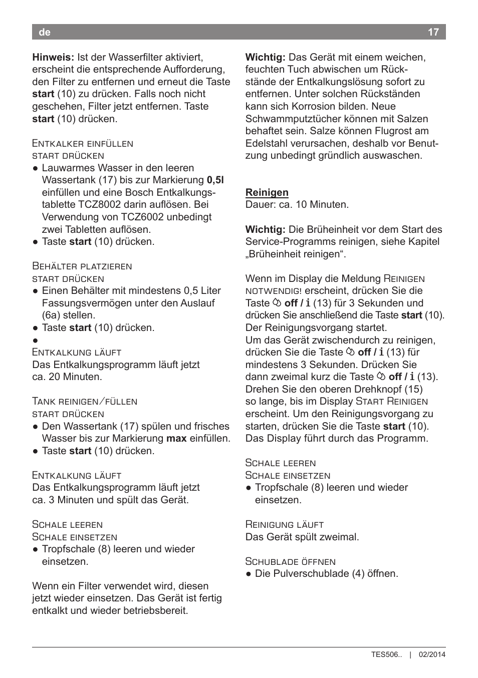 Bosch TES50651DE VeroCafe LattePro Kaffeevollautomat Helles Anthrazit Morning Haze User Manual | Page 21 / 94