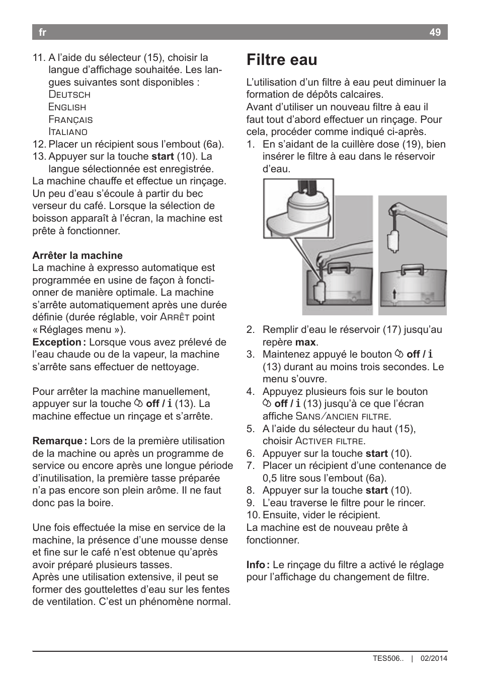 Filtre eau | Bosch TES50651DE VeroCafe LattePro Kaffeevollautomat Helles Anthrazit Morning Haze User Manual | Page 53 / 94