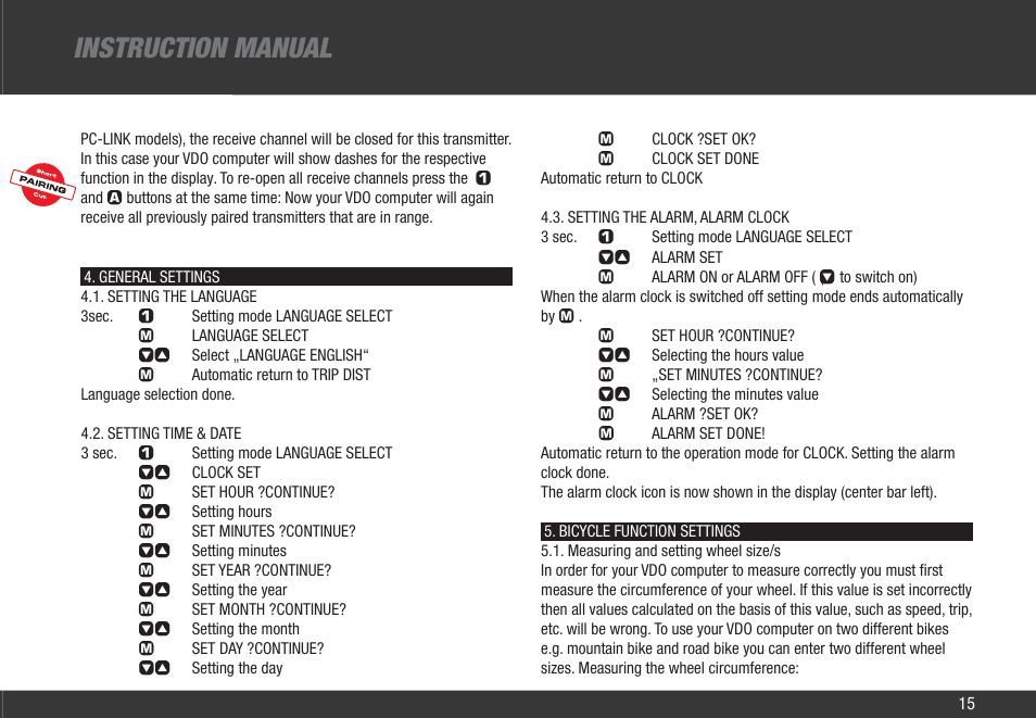 Instruction manual | VDO Z3 User Manual | Page 24 / 61