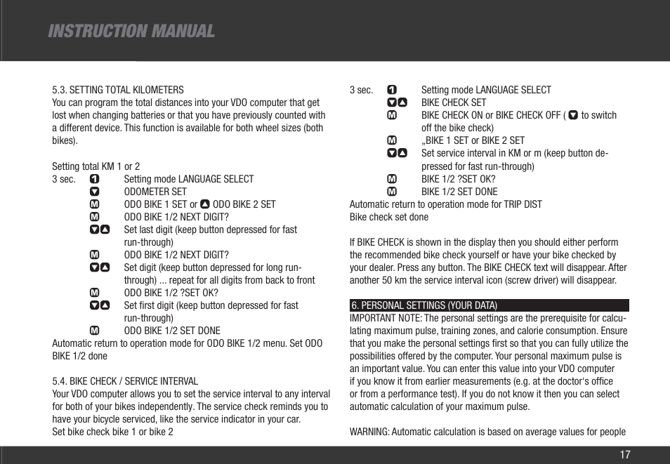 Instruction manual | VDO Z3 User Manual | Page 26 / 61