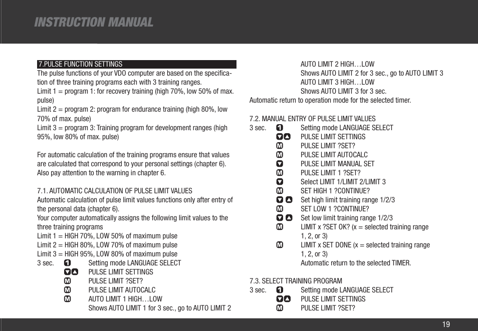 Instruction manual | VDO Z3 User Manual | Page 28 / 61