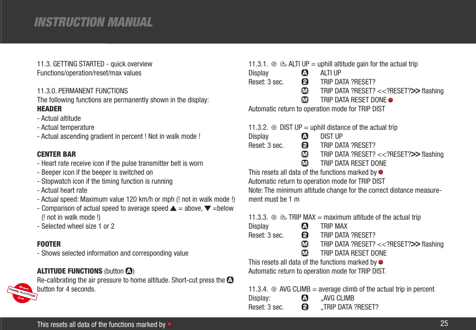 Instruction manual | VDO Z3 User Manual | Page 34 / 61