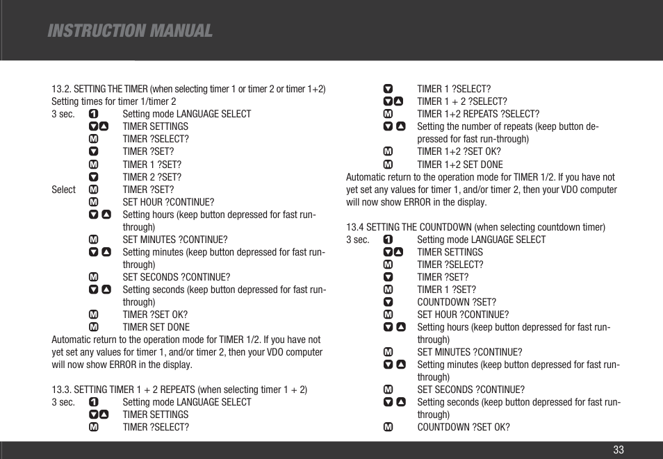 Instruction manual | VDO Z3 User Manual | Page 42 / 61