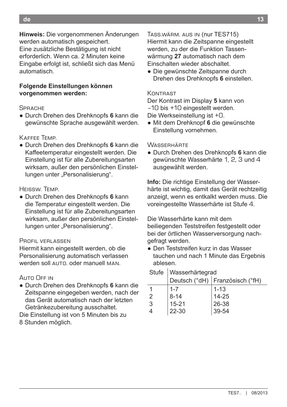 Bosch TES71251DE VeroBar AromaPro 100 Kaffeevollautomat silber User Manual | Page 17 / 116