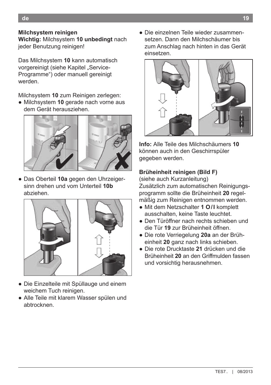 Bosch TES71251DE VeroBar AromaPro 100 Kaffeevollautomat silber User Manual | Page 23 / 116