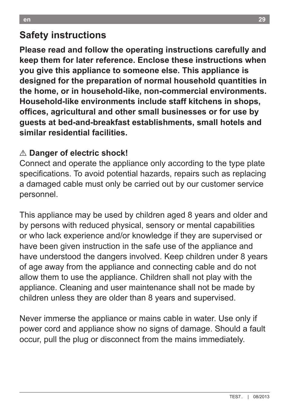 Safety instructions | Bosch TES71251DE VeroBar AromaPro 100 Kaffeevollautomat silber User Manual | Page 33 / 116