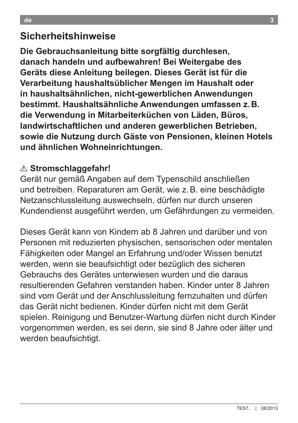 Sicherheitshinweise | Bosch TES71251DE VeroBar AromaPro 100 Kaffeevollautomat silber User Manual | Page 7 / 116