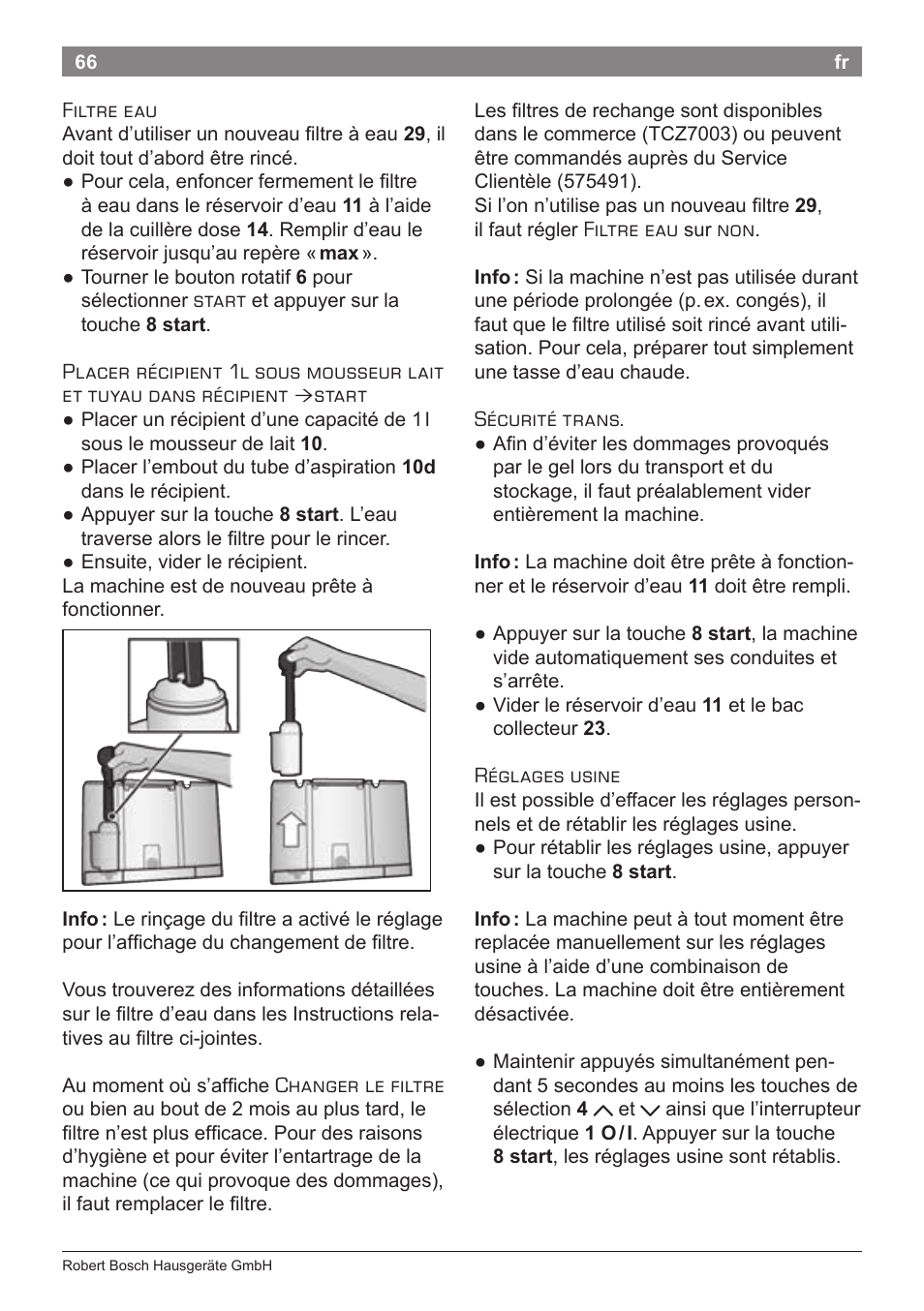 Bosch TES71251DE VeroBar AromaPro 100 Kaffeevollautomat silber User Manual | Page 70 / 116