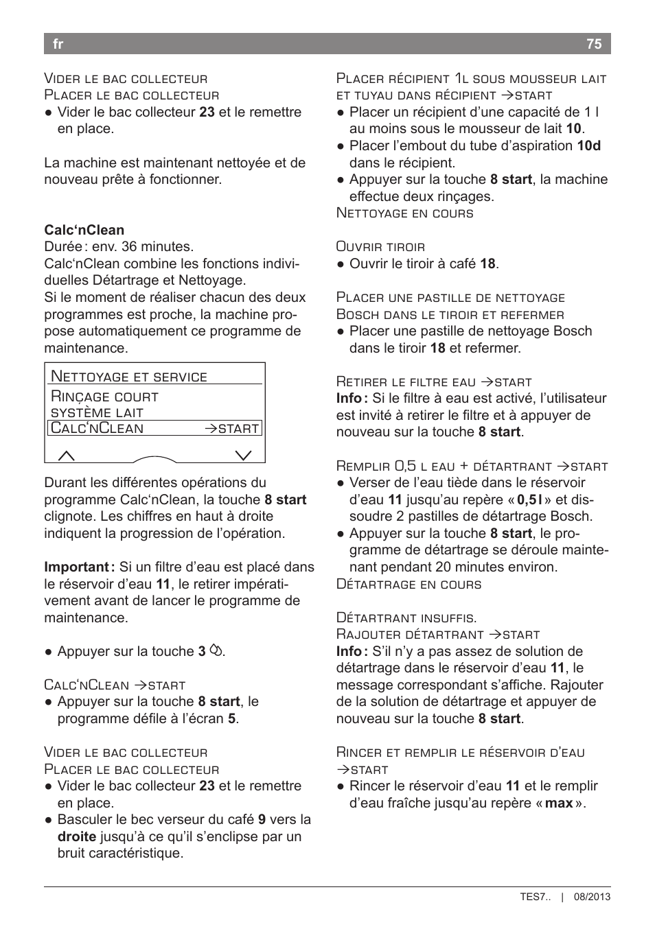 Start | Bosch TES71251DE VeroBar AromaPro 100 Kaffeevollautomat silber User Manual | Page 79 / 116