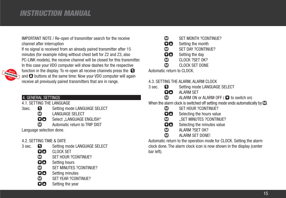 Instruction manual | VDO Z2 User Manual | Page 24 / 57