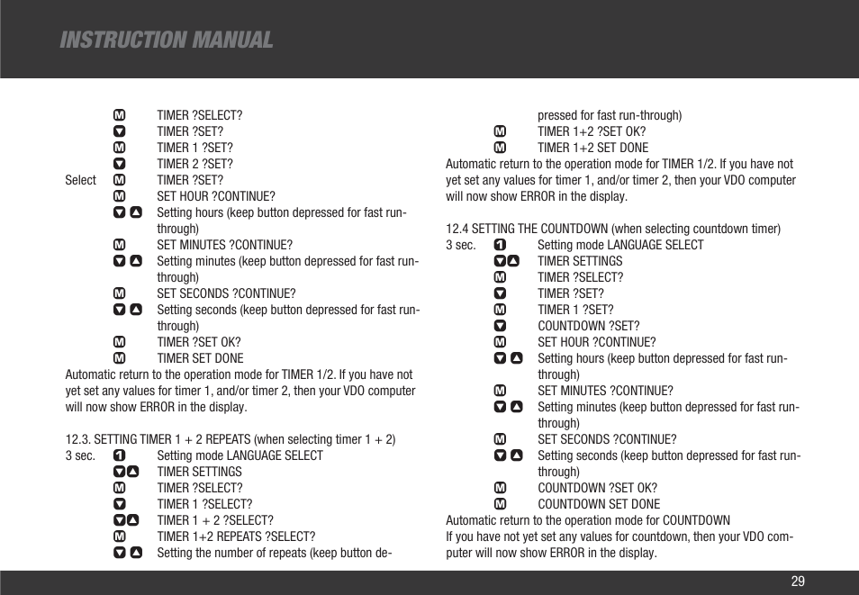 Instruction manual | VDO Z2 User Manual | Page 38 / 57