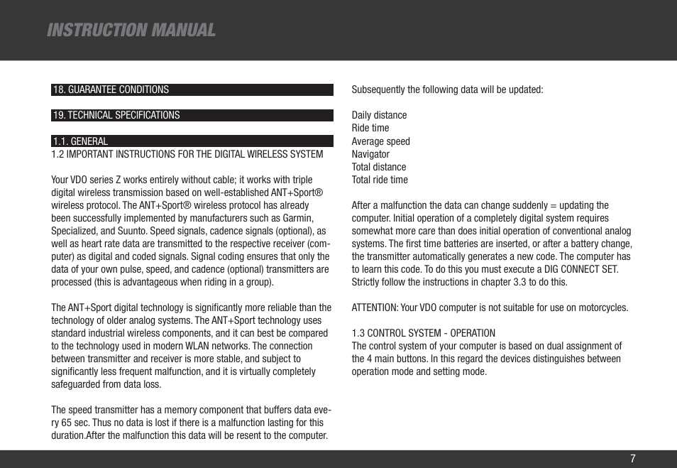 Instruction manual | VDO Z3 PC User Manual | Page 16 / 65