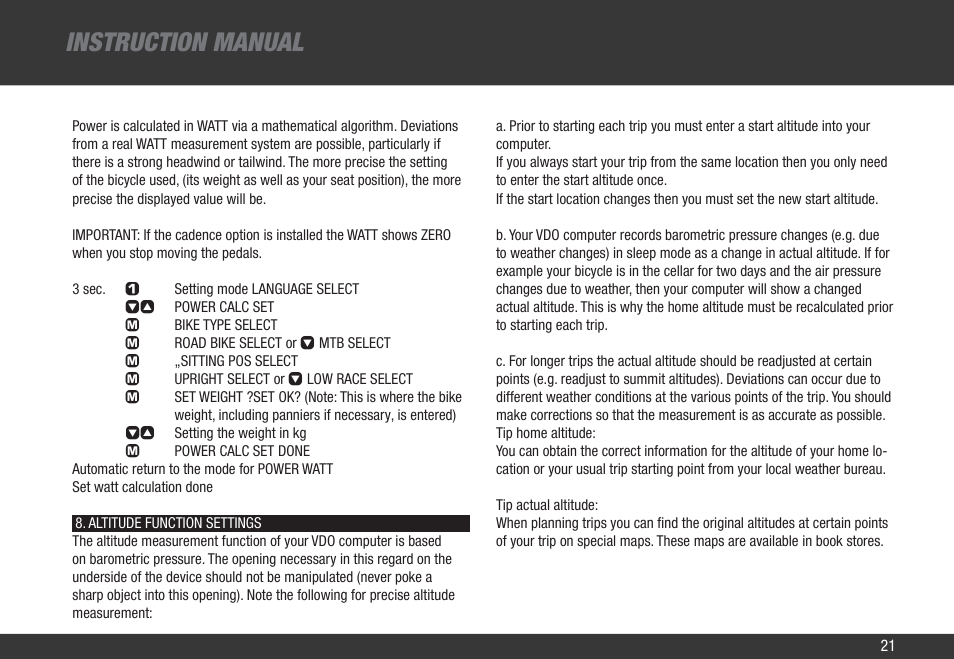 Instruction manual | VDO Z3 PC User Manual | Page 30 / 65