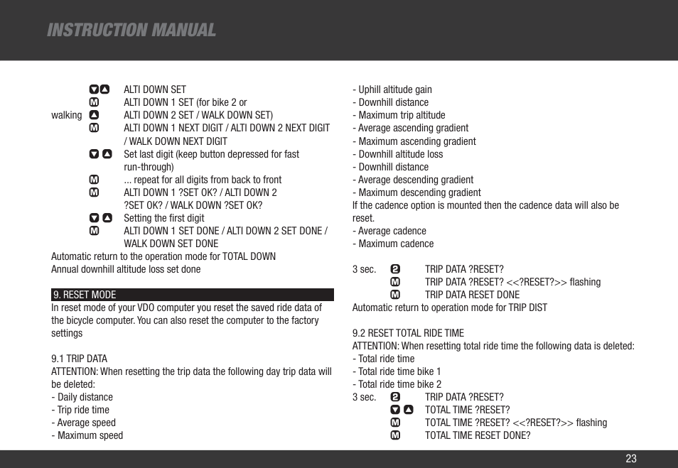 Instruction manual | VDO Z3 PC User Manual | Page 32 / 65