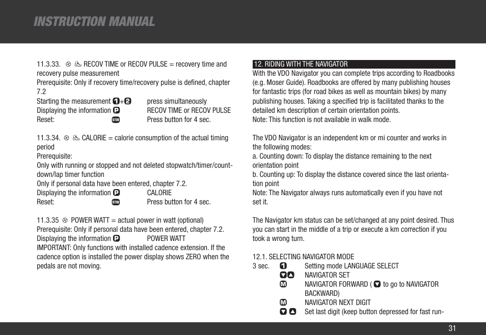 Instruction manual | VDO Z3 PC User Manual | Page 40 / 65