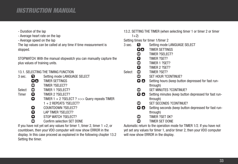 Instruction manual | VDO Z3 PC User Manual | Page 42 / 65