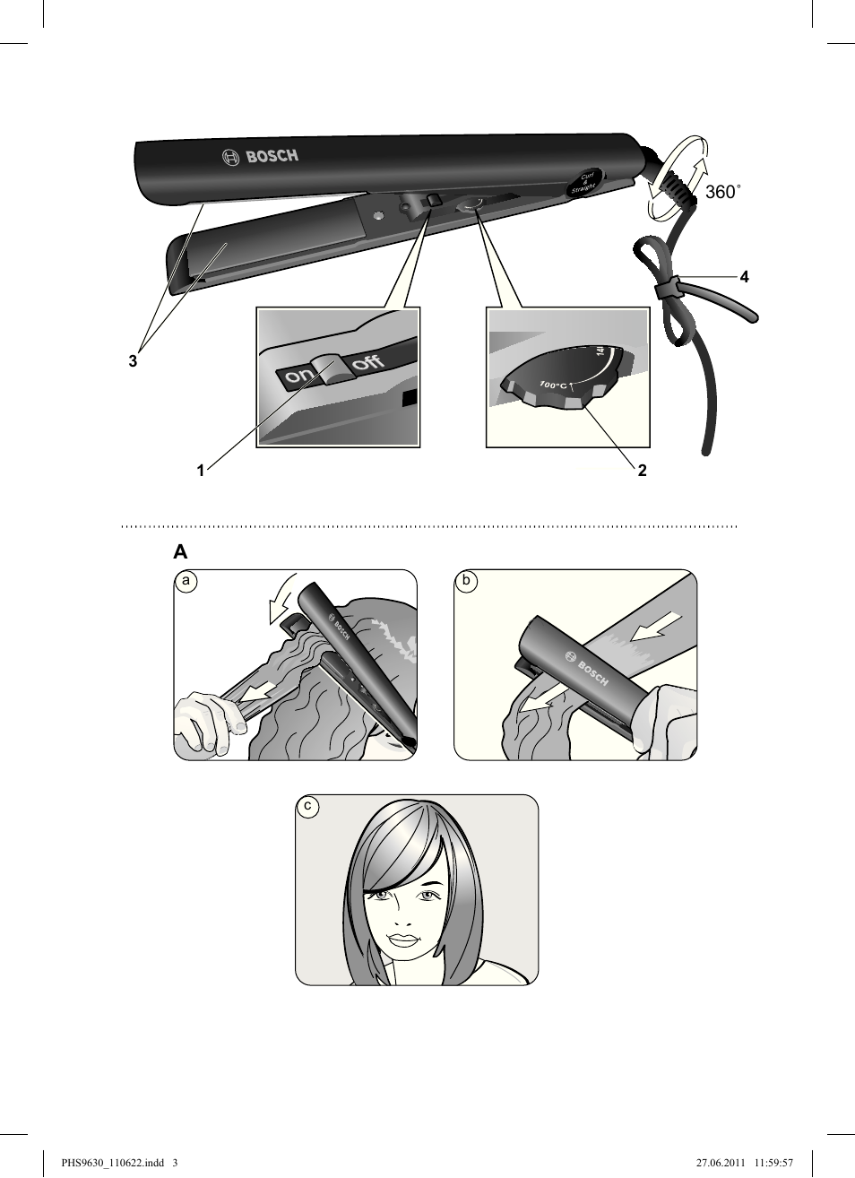 Bosch PHS9630 Haarglätter ProSalon Curl Straight User Manual | Page 3 / 104