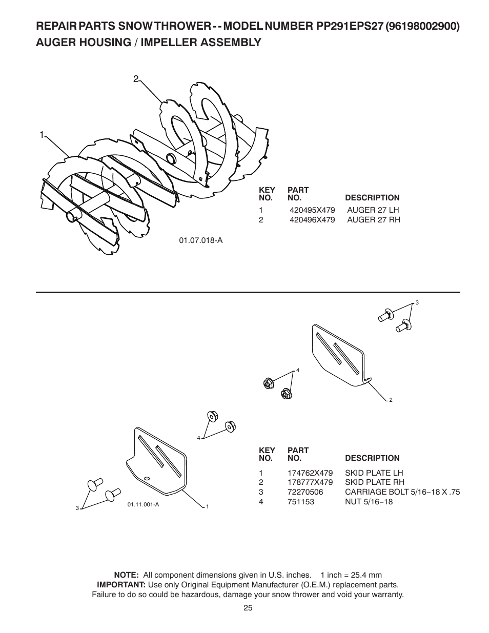 Poulan Pro PP291EPS27 SNOW THROWER User Manual | Page 25 / 44