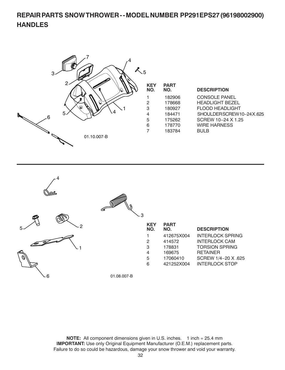 Poulan Pro PP291EPS27 SNOW THROWER User Manual | Page 32 / 44