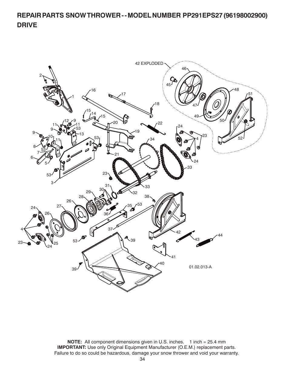 Poulan Pro PP291EPS27 SNOW THROWER User Manual | Page 34 / 44