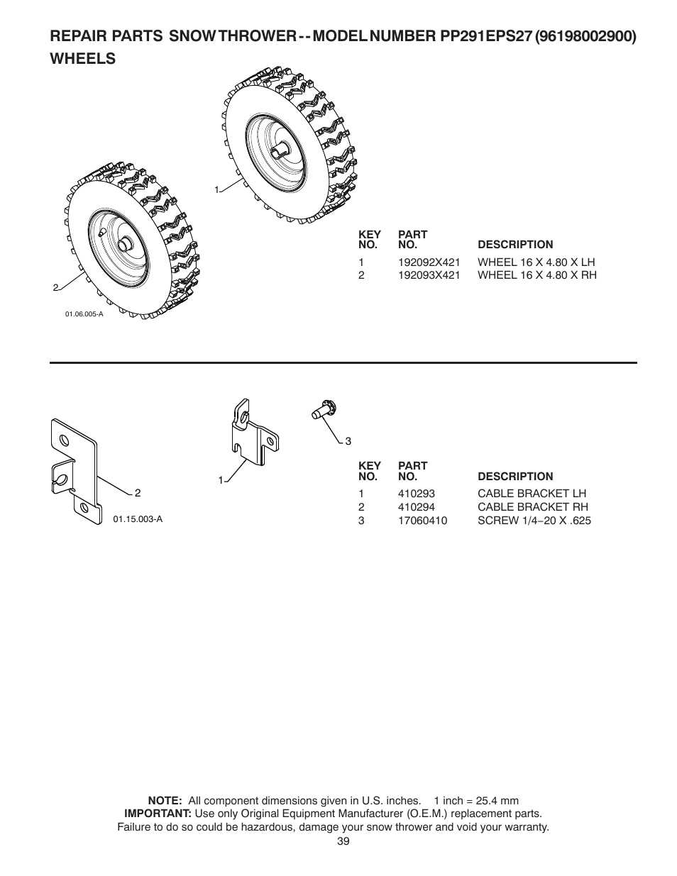 Poulan Pro PP291EPS27 SNOW THROWER User Manual | Page 39 / 44