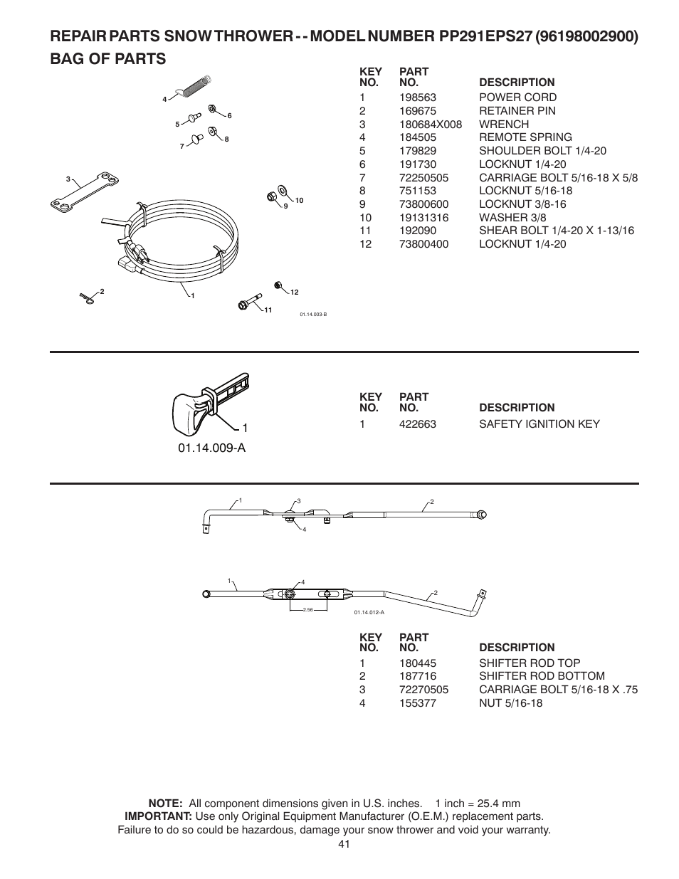 Poulan Pro PP291EPS27 SNOW THROWER User Manual | Page 41 / 44