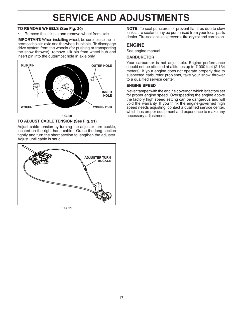 Service and adjustments | Poulan Pro XT827ES SNOW THROWER User Manual | Page 17 / 40